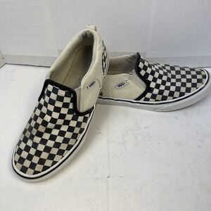 Vans Old Skool Slip On Low Black White Checkerboard Shoes Women's 8    Youth 6.5